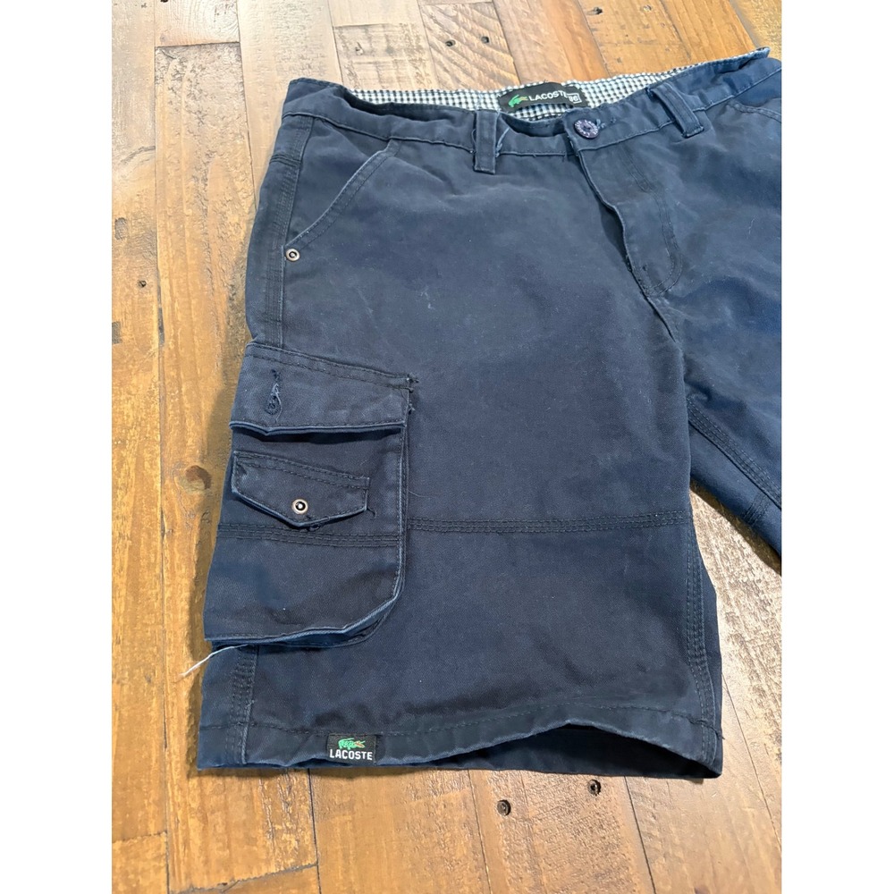 Lacoste Mens Navy Blue Cotton Cargo Shorts Size 36 Vintage Utility Pockets - Picture 8 of 16